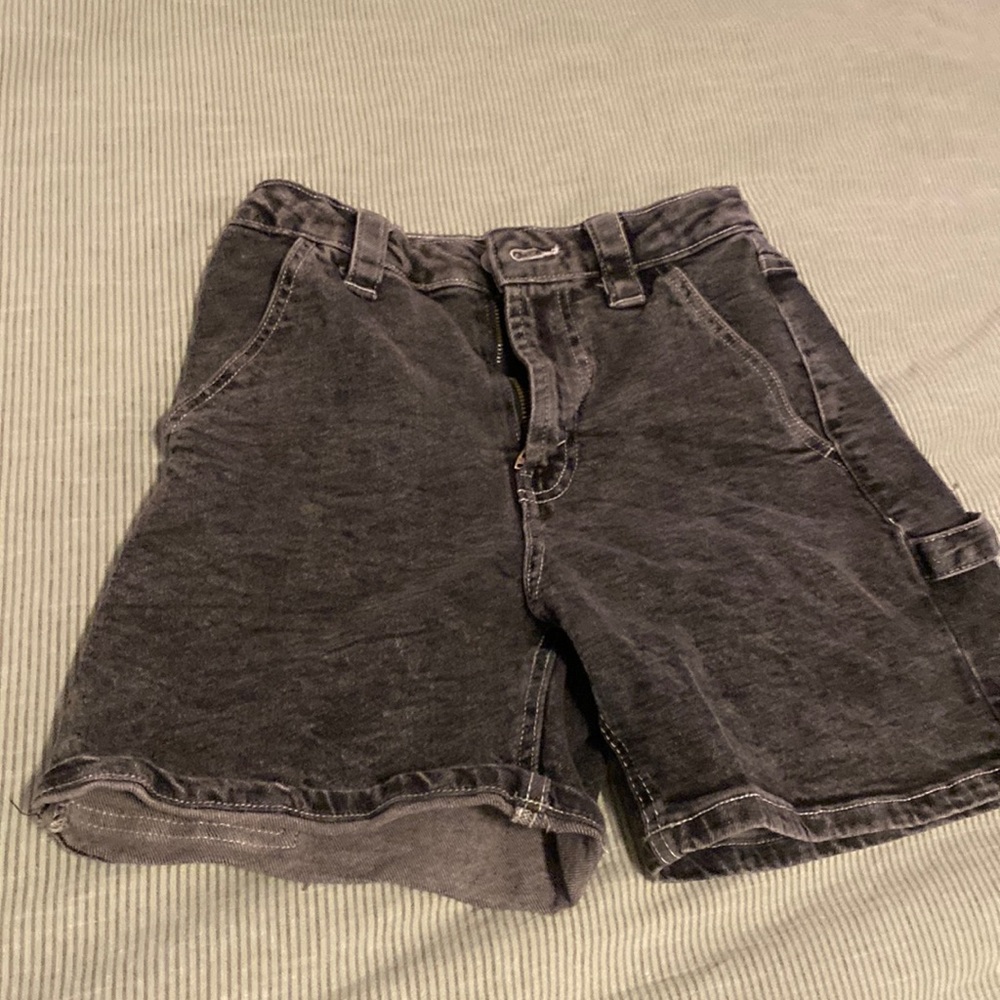 Black stretchy denim shorts